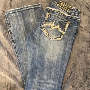 Miss Me Blue Boot Cut Jeans with Decorative Stitching